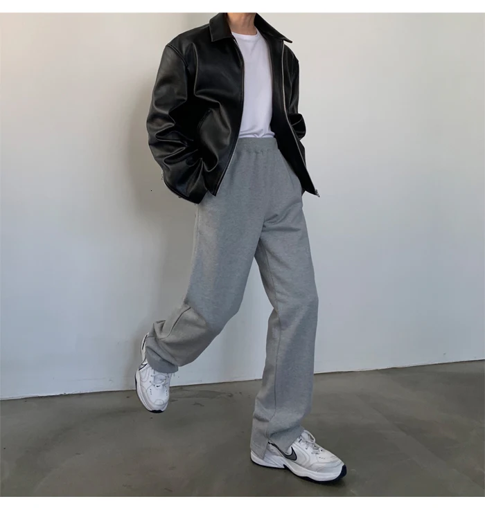 Winter New Korean Version Of The Trend Loose Harajuku Solid Color Sleeve Zipper Casual Couple Leather