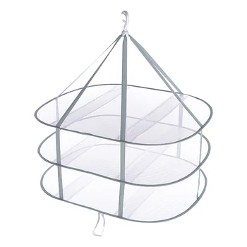 

3 Tier Hanging Moisture Proof Bathroom 360 Degree Rotation Mesh Cloth Laundry Clothes Drying Basket Windproof Portable Foldable