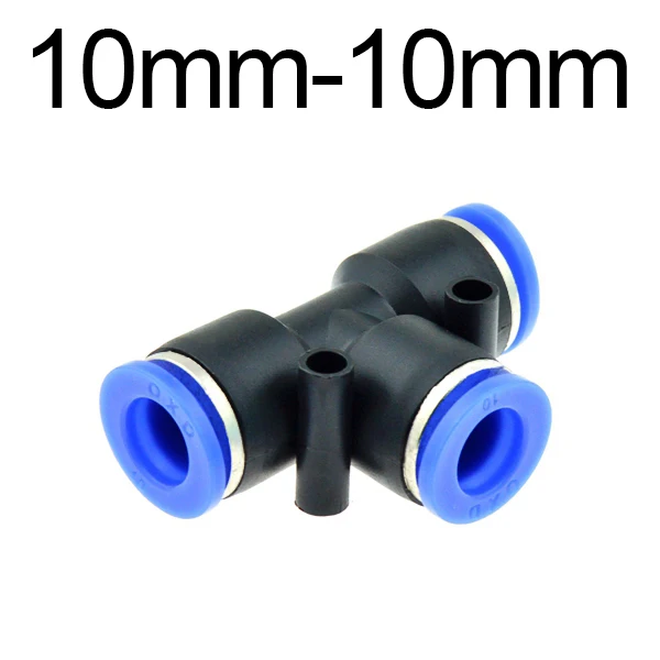 10mm-10mm 3-сторонний выход Т-образный ключ пневматический 10 мм 8 мм 12 мм, 6 мм, 4 мм, 16 мм наружный диаметр шланга пуш-ап-в Штуцер Воздуха быстрый разъем - Цвет: 10mm-10mm