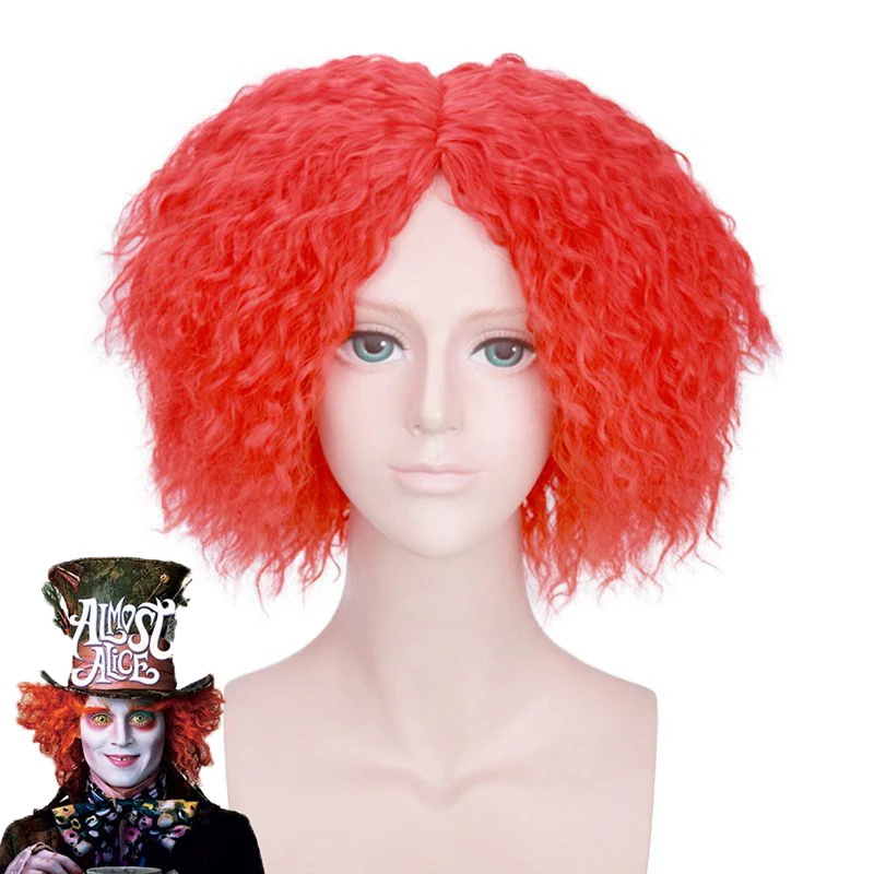 

Alice in Wonderland 2 Mad Hatter Tarrant Hightopp Cosplay Wig Short Orange Heat Resistant Synthetic Hair Perucas Costume Wigs