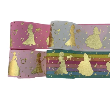 

3inch 75mm shipping free gold diamond foil printed with grosgrain ribbon