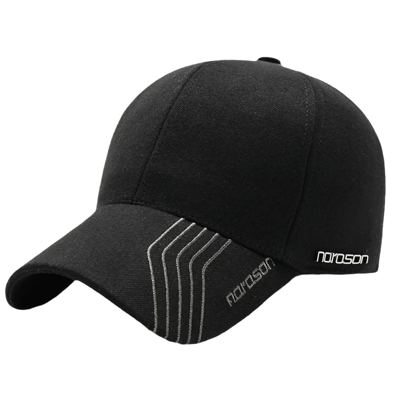 Men's Hat Autumn and Winter Wool Tweed Baseball Cap with Earflap Ear Protection Thickened Warm Fashion Dad Hat Trucker Cap 2021