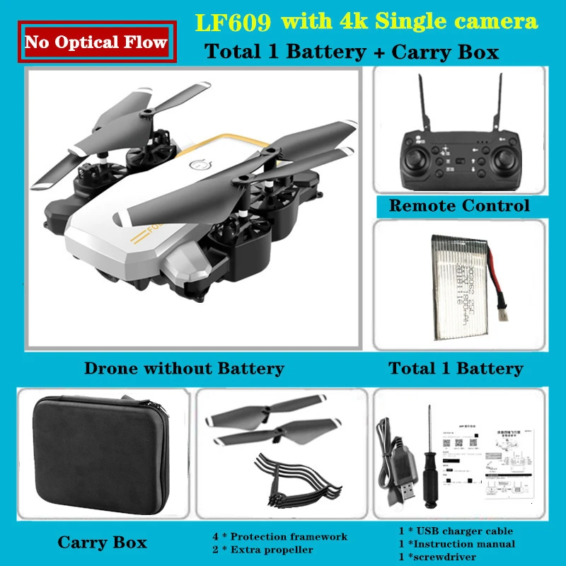 W1-4K Single Camera LF609 RC Квадрокоптер с камерой складной Дрон 4K Высота удержания Квадрокоптер 18-25 минут время полета Дрон VS E58 GD89 SG901 SG106 - Цвет: W1-4K Single Camera