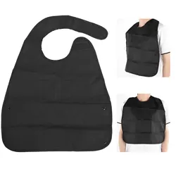 Black Adult Bibs Waterproof Soft Apron Adult Bibs Long Clothing Protector Elderly dinner Feeding Bib Daily Necessities Wearable