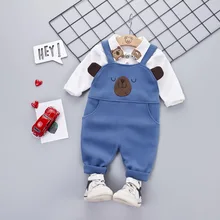 HYLKIDHUOSE Autumn Toddler Infant Clothing Sets Baby Girls Boys Clothes Cartoon T Shirt Bib Pants Child Kids Causla Costume