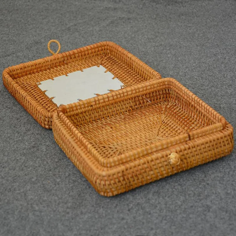 Плетеная коробка для хранения из ротанга с крышкой ювелирные коробки ручной