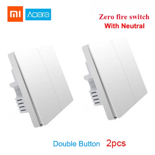 2X with Neutral 2 Умный домашний светильник Xiaomi Aqara без нейтрального одиночного пожарного провода zero line ZigBee беспроводной ключ настенный выключатель дистанционного управления - Цвет: 2X with Neutral 2
