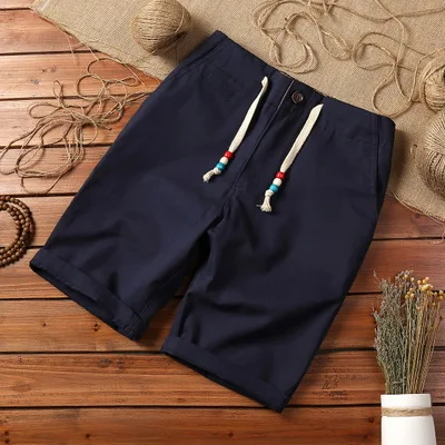 Navy blue Летний Для мужчин пляжные шорты для фитнеса бодибилдинга/модная обувь для игры во Вторую мировую войну, фигурки из высококачественного из чистого хлопка узкие шорты в повседневном стиле Большие размеры S-5XL - Цвет: Navy blue