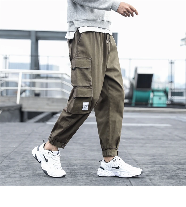 New Men's Side Pockets Cargo Pants 2021 Black Hip Hop Harem Pants Casual Male Joggers Sweatpants Fashion Streetwear Trousers 5XL black cargo pants mens