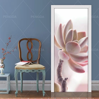 

3D Print Artwork Sticker Picture Modern Succulent Plant Home Decor Paper Self Adhesive Decal PVC Door Cabinet Waterproof Poster