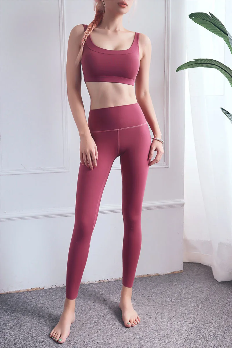 2Pcs/Set Seamless Gym Yoga Set Women Super Soft High Waist Leggings+U Type Push Up Sport Bra Fitness Sport Suits Sportswear