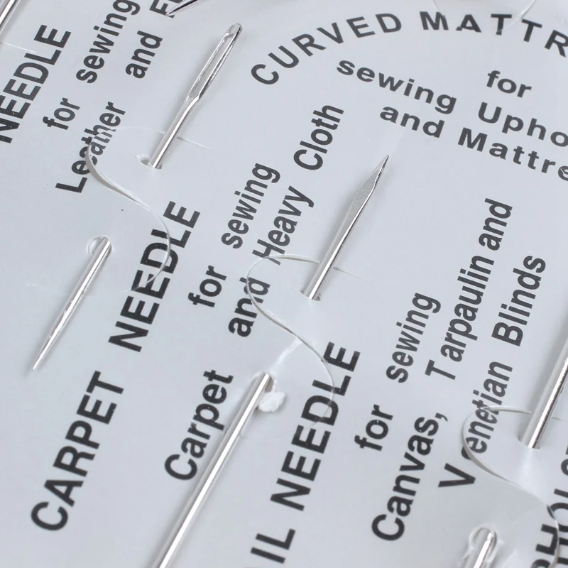 7 Repair Sewing Needles Curved Threader for Leather Canvas Stainless Steel Silver