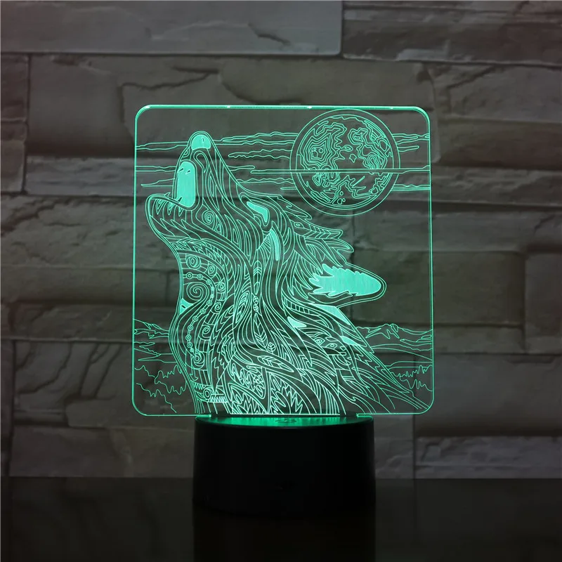 Roaring Moon Wolf 3D лампа ночник USB/батарейный светодиодный ночник лампа визуальный световой эффект подарок для подростка Прямая поставка