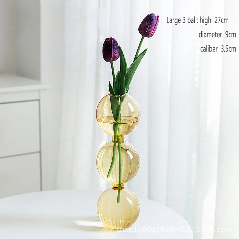 1pc Glass Vase Creative Crystal Bubble Ball Glass Vase Flower Holder for Home 