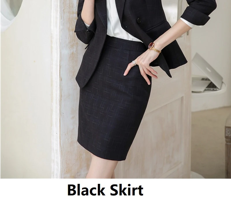 Black Skirt Официальные костюмы, дизайнерские профессиональные брючные костюмы для женщин, Офисная Рабочая одежда, осень-зима, высококачественные тканевые блейзеры, OL стили - Цвет: Black Skirt