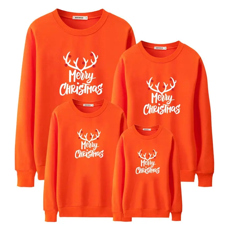 Одинаковые Рождественские свитера для всей семьи; толстовки с рисунком оленя для папы, мамы, сына и дочки; зимняя одежда из хлопка с круглым вырезом для мамы и дочки - Color: Color 1