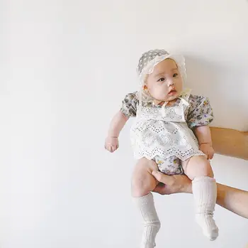 

2020 New Style Babys Girls Floral Romper With Vest Dress Summer Babys Jumpsuit 6-24 Month QH622