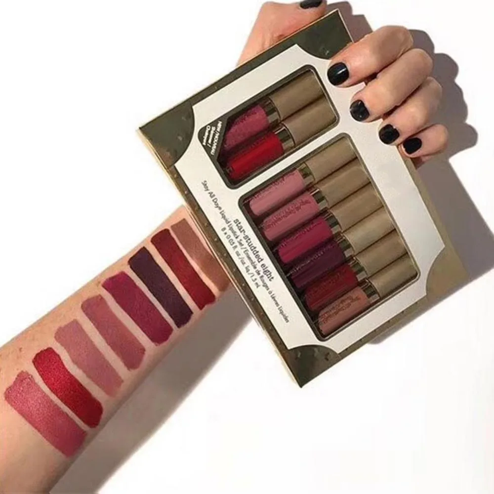HOT-8Pcs-Professional-Lip-Glaze-Gloss-Waterproof-Makeup-Matte-Non-sticky-Lipsticks