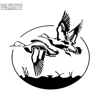 

Volkrays Funny Car Sticker Flying Wild Ducks Accessories Reflective Waterproof Cover Scratches PVC Decal Black/Silver,16cm*16cm
