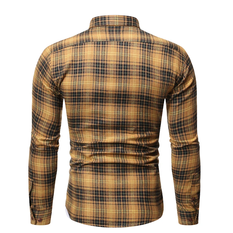 Брендовая мужская клетчатая рубашка модные повседневные рубашки с двойным карманом и длинными рукавами с отворотами Классические хлопковые уличные рубашки в стиле хип-хоп