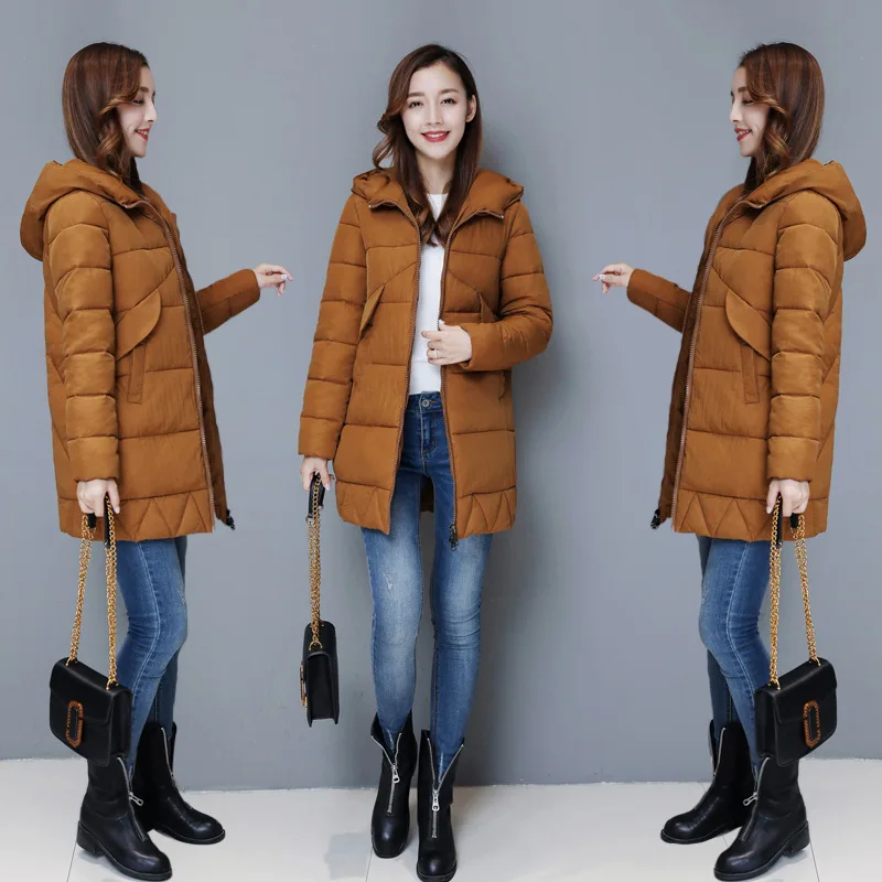 

M03 Fall And Winter Clothes WOMEN'S Dress Cotton-padded Jacket Women's 2017 New Style Korean-style Cotton-padded Clothes Mid-len