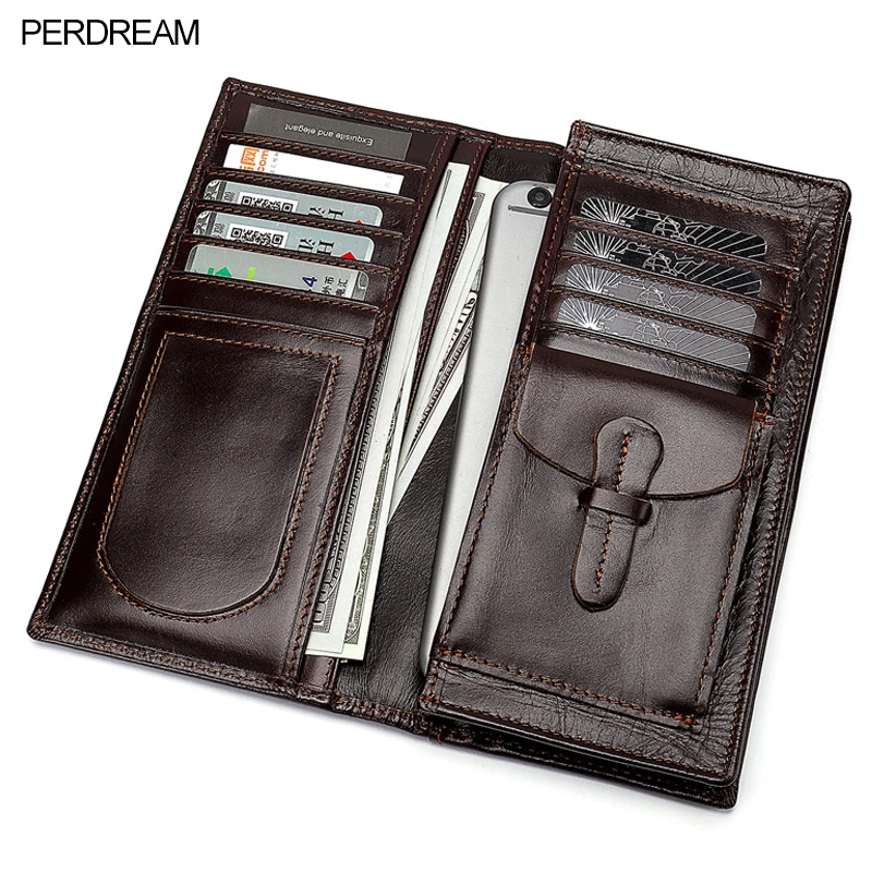 

Men's Long Leather Wallet Business Clutch Oil Wax Soft Leather Wallet Business