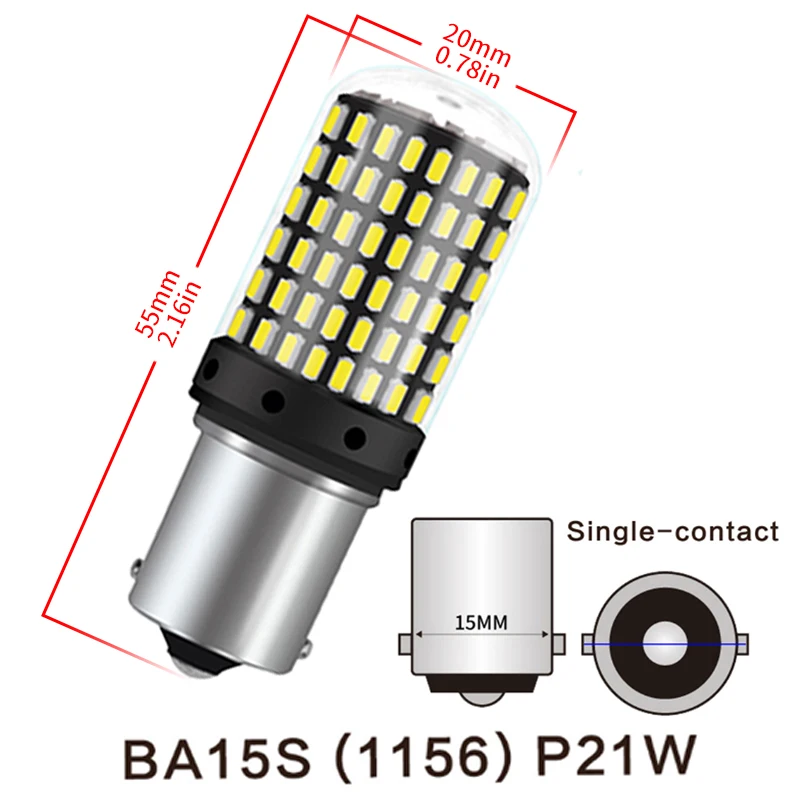 GZKAFOLEE 2800  7507 LED ,   P21W, PY21W,  Ĺ  õ , ڹ ο 3014 Ĩ, 144SMD, 18W, 1 
