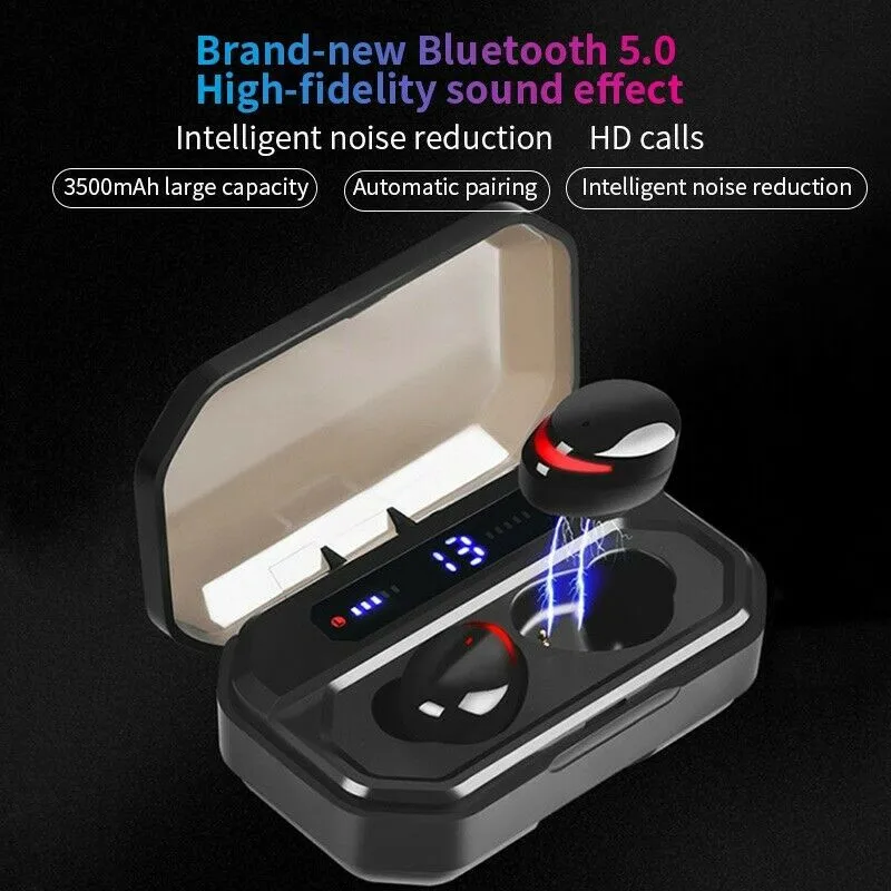 F8 TWS Bluetooth 5,0 стерео наушники-вкладыши IPX7 водонепроницаемая Спортивная гарнитура настоящие Беспроводные наушники с микрофоном 3500 мАч зарядный чехол