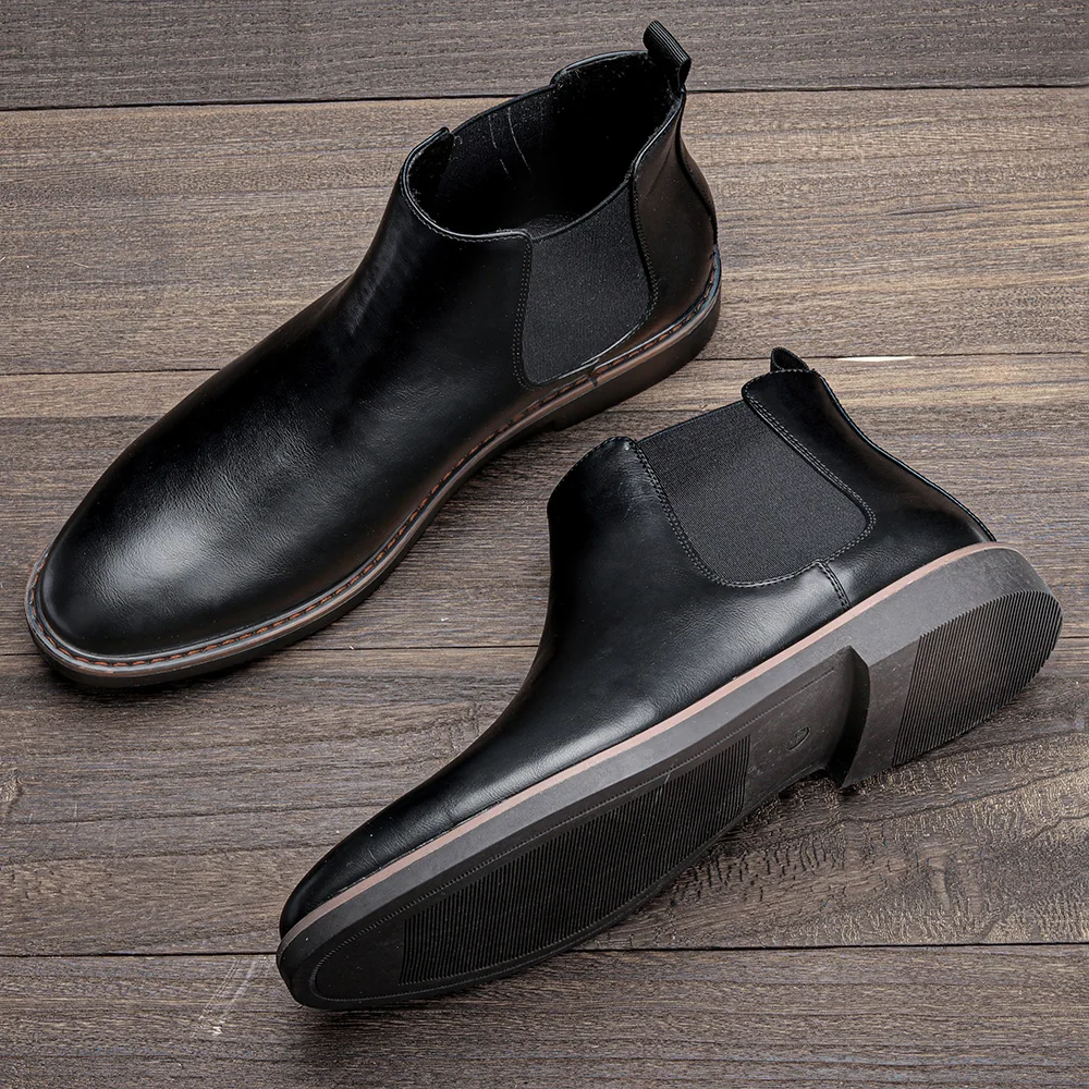 Los hombres botas de cuero de tamaño 40-46 chelsea botas de los hombres de calidad superior tobillo botas WOOTTEN marca handmadeShoes para hombres # KD5236C3
