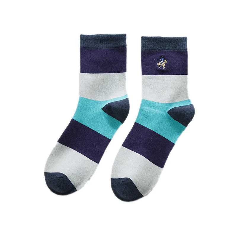 New High Quality Fashion 5 Pairs/lot Brand  Casual Cotton Socks Business Embroidery Men's Socks