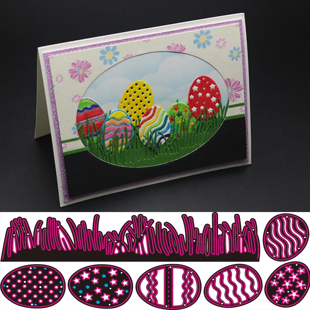 

cutting dies Easter Eggs Grass Border metal cutting dies Stencil for DIY Scrapbooking Paper Card Making embossing craft dies