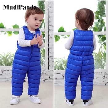 

Mudipanda Baby Girls Boys Winter Overalls Children Warm Jumosuits Cotton Filling Kids Pants For Toddler 1-4 Years