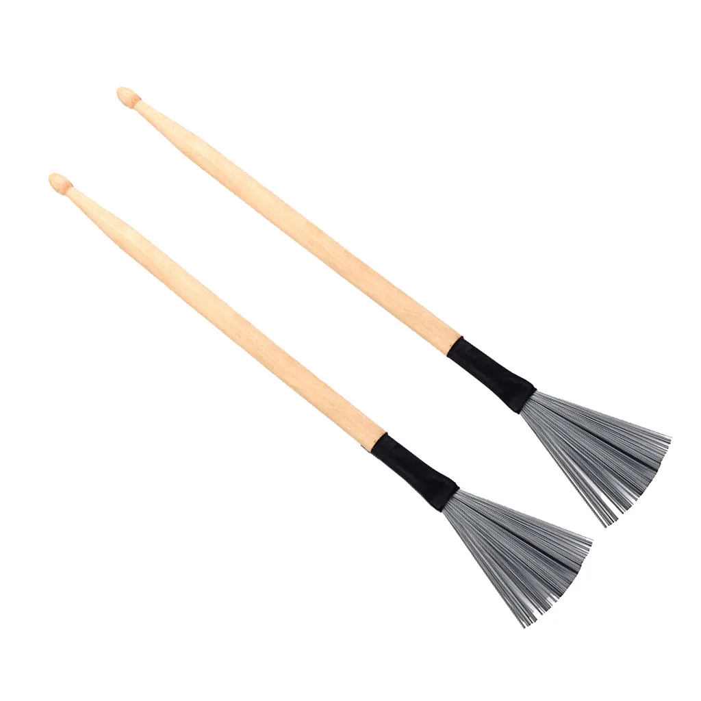 1 Pair Double Head Drum Kit Mallets Steel Wire Brushes for Jazz Drum Cajon