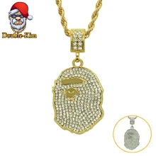 Ape Zircon Pendant Necklace Hiphop Rock Street Culture Titanium Stainless Steel Inlaid Zircon Chain Necklace Man Jewelry Gift