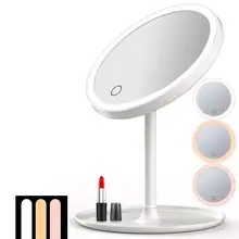 3 вида цветов USB Перезаряжаемый светодиодный регулируемый Дневной светильник, косметическое зеркало для макияжа, настольная лампа с сенсорным датчиком, портативный светильник с яркостью