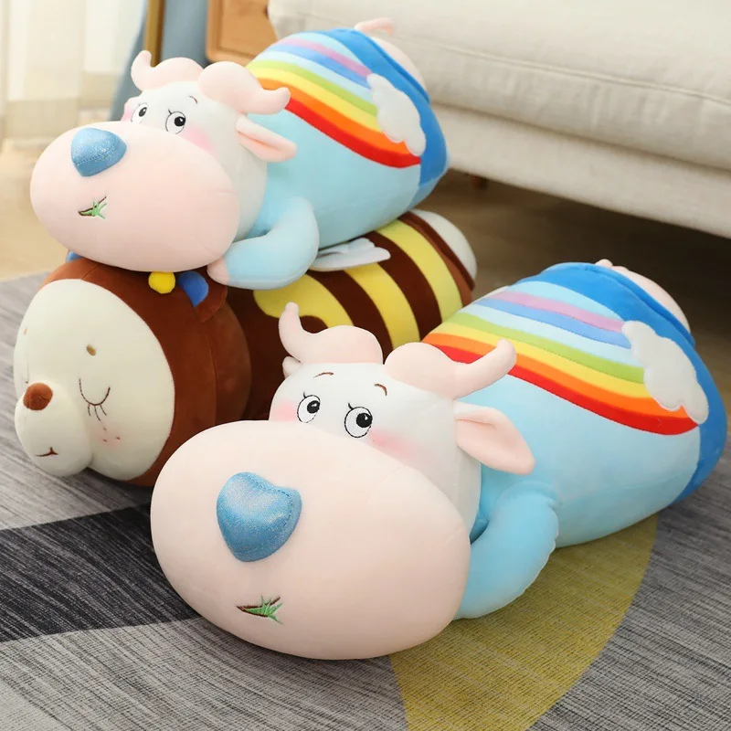 

50cm 60cm 70cm 80cm cartoon animal pillow rainbow calf doll cute plush toy bee doll boy girl birthday gift