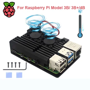 

Raspberry Pi 4 Aluminum Metal Case Raspberry Pi 3 Aluminum Case Box with Dual Fan Heat Sink for Raspberry Pi 4 3 Model B 3B Plus