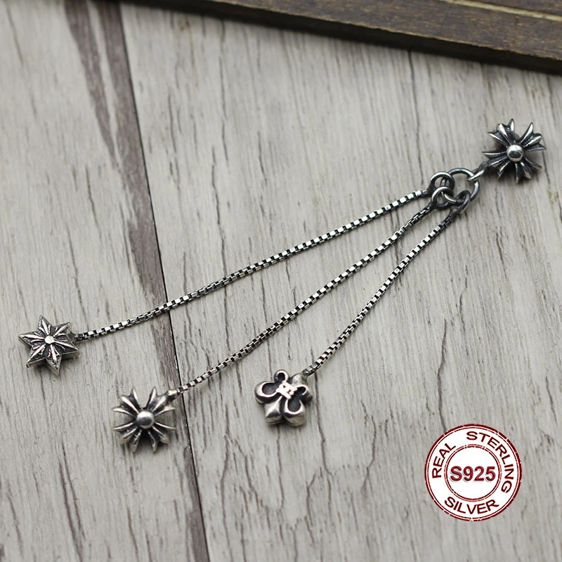 

S925 sterling silver studs Personality retro classic punk style Six stars anchor cross fashion modeling Send lover's gift