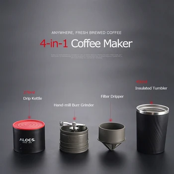 

Alocs CW-K16 4 In 1 Camping Travel Coffee Cup Grinding Machine Brewed Coffe T6N8 Scratch Resistant Multifunctional