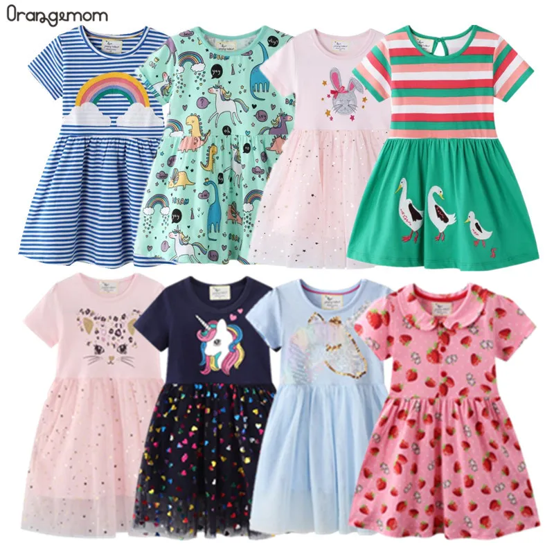2021 Summer Dress Girl Clothing Children's Clothes Cotton 2-8y Costumes Dresses For Girls Toddler Child Rainbow Unicorn Dress
