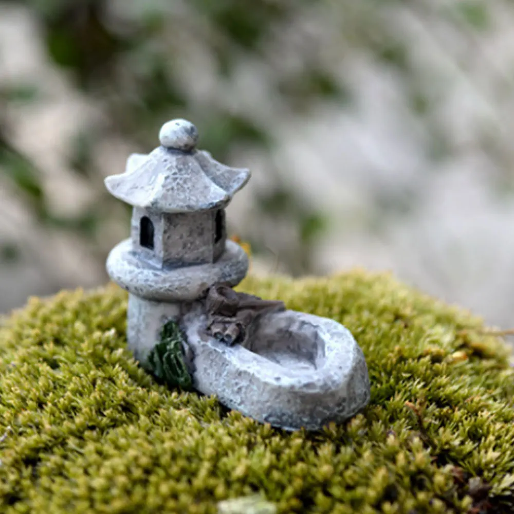 Figurines Pond Tower Lawn Decor Landscape Garden Miniature Lifelike Resin Courtyard DIY Micro Landscape Toys Mini Bonsai Crafts