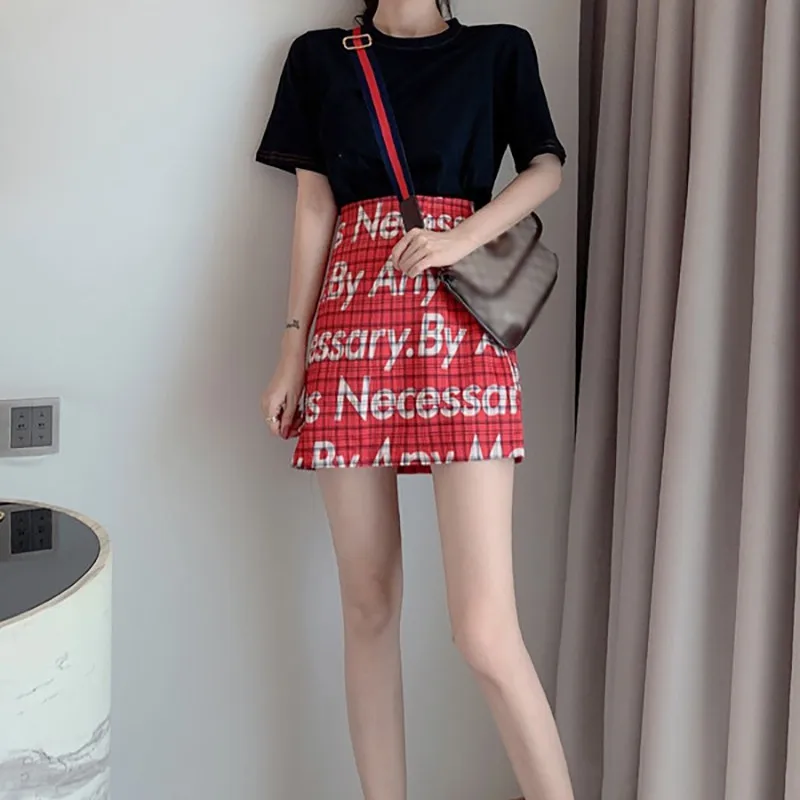 

Two-piece Set 2019 New Fashion Women T-shirt + Skirt Print Skirt Student Girls Casual Skirt Korean style set