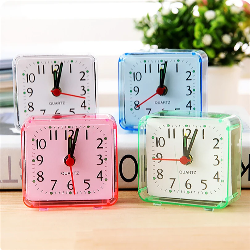 Square Small Bed Compact Mini Travel Quartz Beep Alarm Clock Cute Portable Gifts 
