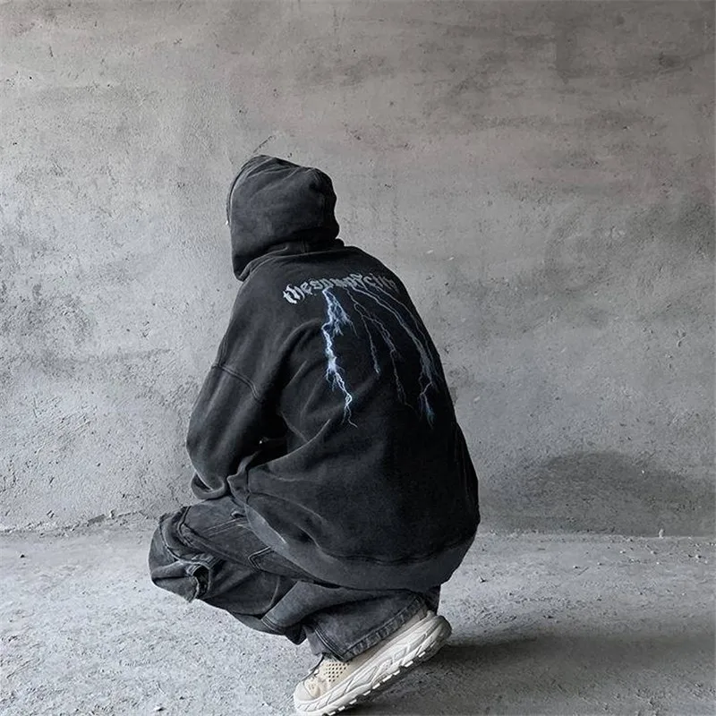 Мужская толстовка в стиле хип-хоп с граффити, Harajuku, уличная одежда с капюшоном, Осень-зима, принт, графическая толстовка с капюшоном, черные уличные топы для мужчин