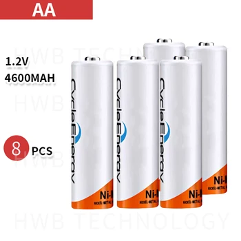 

8PCS/lot Large capacity and durable Ni-MH batteries AA 1.2V 4600mAh Capacity Rechargeable battery Free Shipping