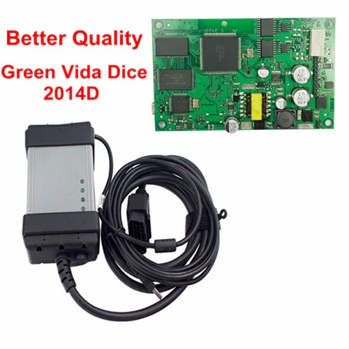 За море для Volvo Vida Dice 2015A добавить автомобили до OBD2 автомобильный диагностический инструмент 2014D Vida Dice Pro полный чип зеленая доска - Цвет: Vida dice 2014D