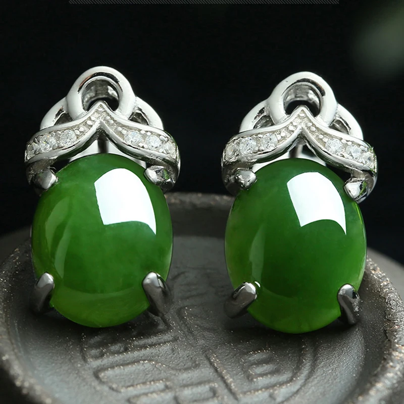 

925 Silver and Tianyu Nails Natural Jade Earrings Fashion elegant Earrings With Certificate