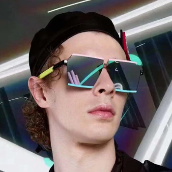 

2020 cool fashion square style double color exclusive sunglasses ins popular design Personality brand sunglasses UV