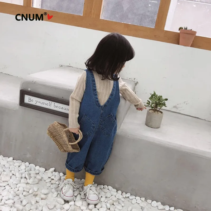 CNUM, модный джинсовый комбинезон для маленьких девочек, комбинезоны, детские костюмы, осенняя одежда