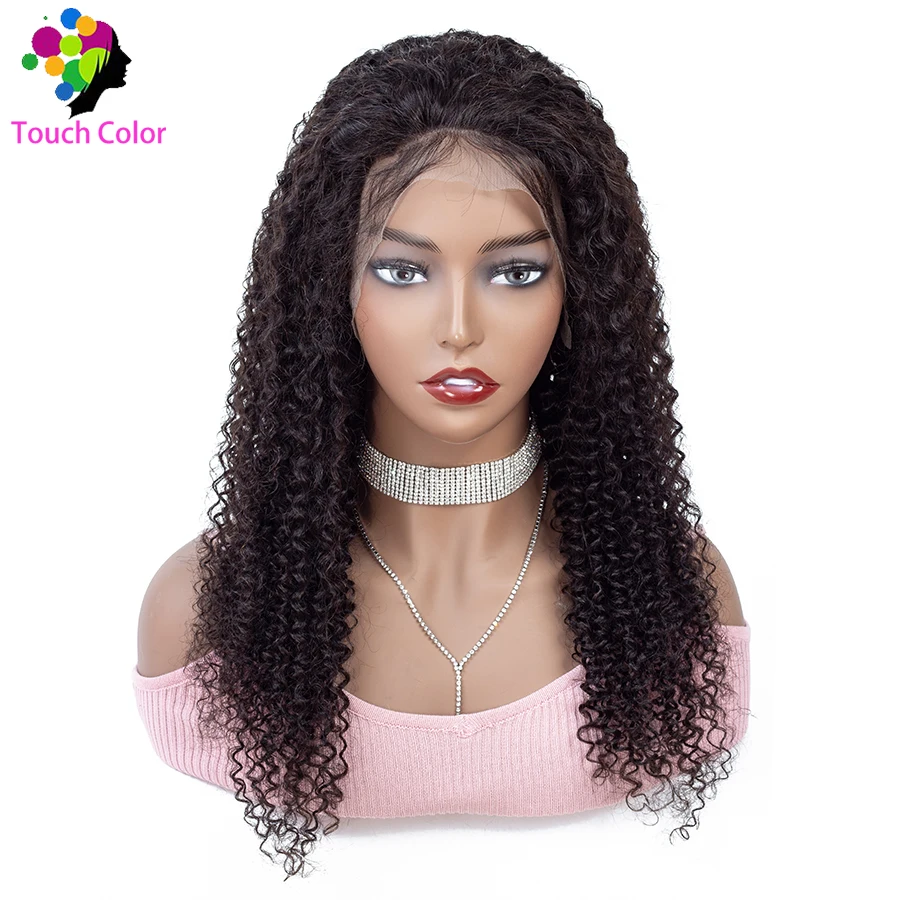 Touch 13*4 кудрявые Кудрявые Волнистые человеческие волосы на кружеве парики для черных женщин 8-30 дюймов 150% плотность индийские парики на кружеве волосы remy